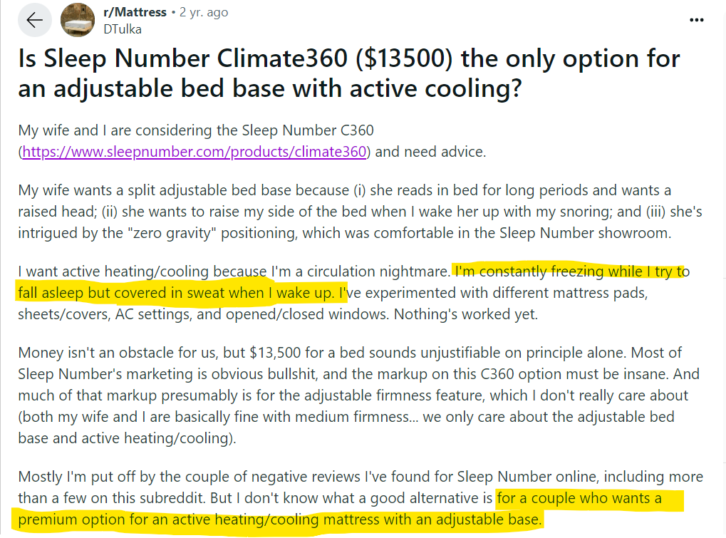 Kundenmeinung: Kalt beim Einschlafen, schwitzen beim Aufwachen